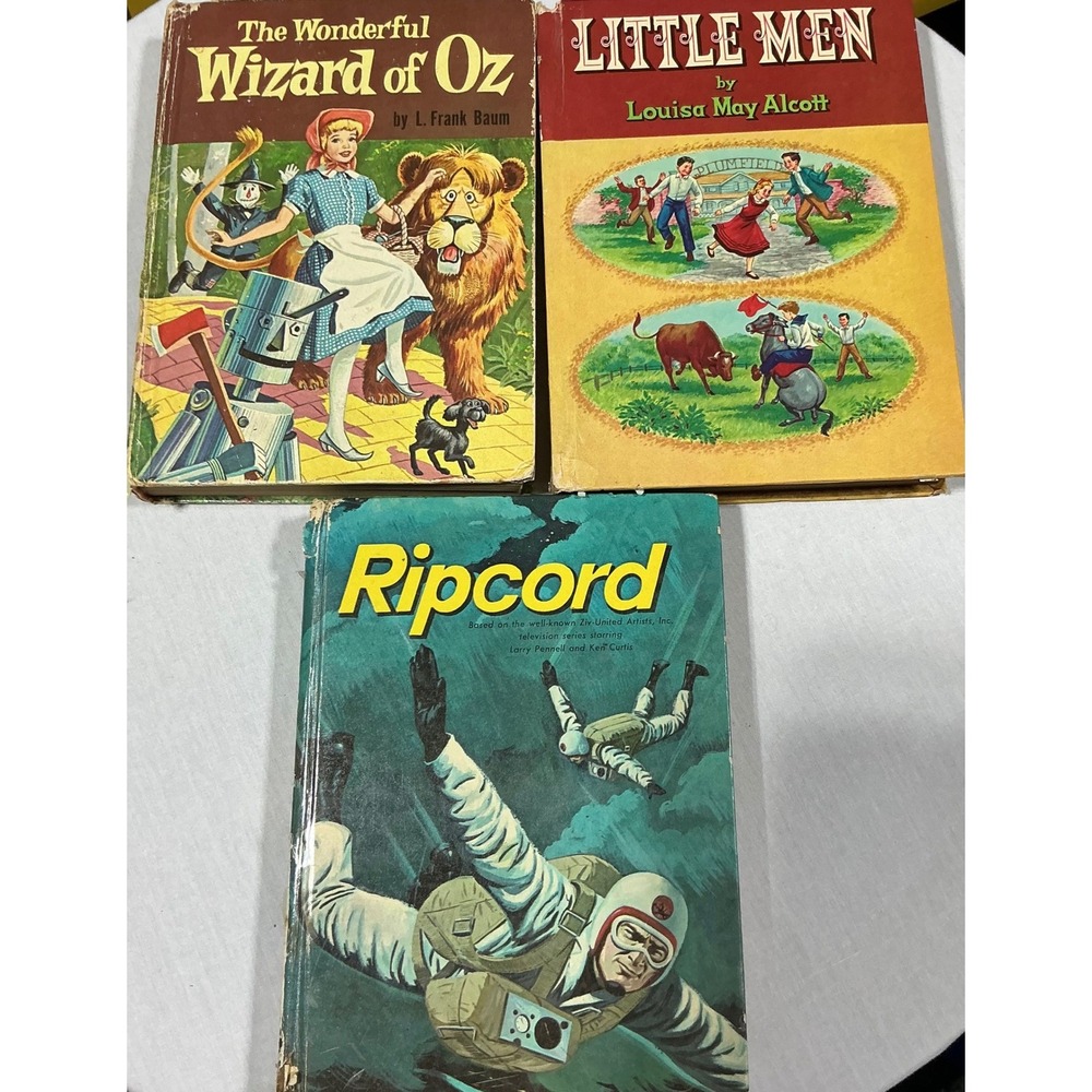 Vintage‎ Children's Book Lot Wizard of Oz Little Men Ripcord Whitman 1957-196